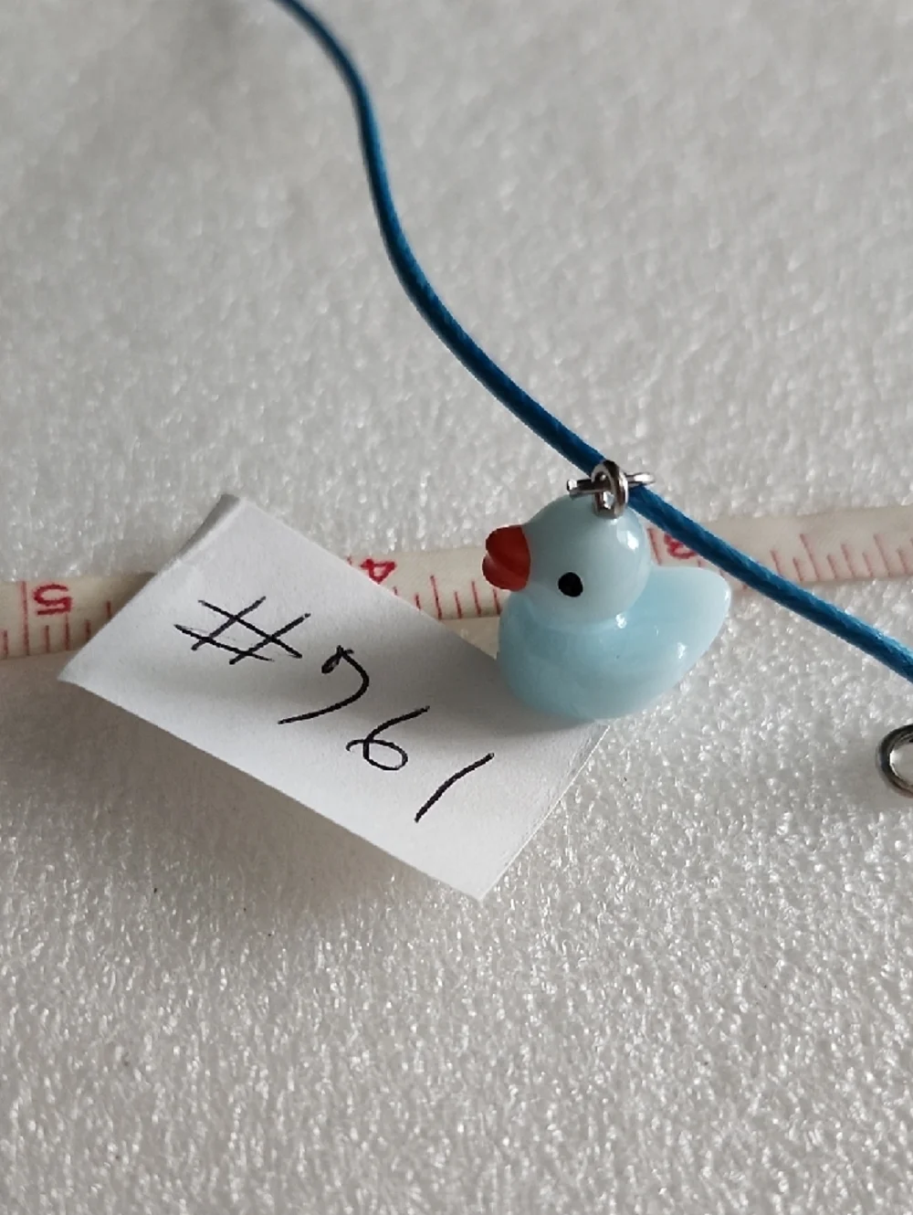 Hand Crafted Light Blue Duck Charm Bracelet / Anklet Blue Cord